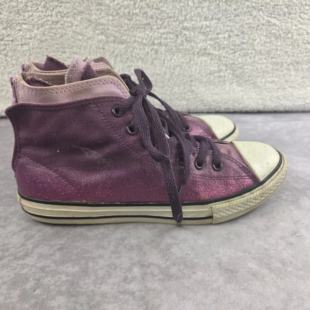 Converse Chuck Taylor All Star Purple Glitter Skull Zip High Top Shoes 645161F